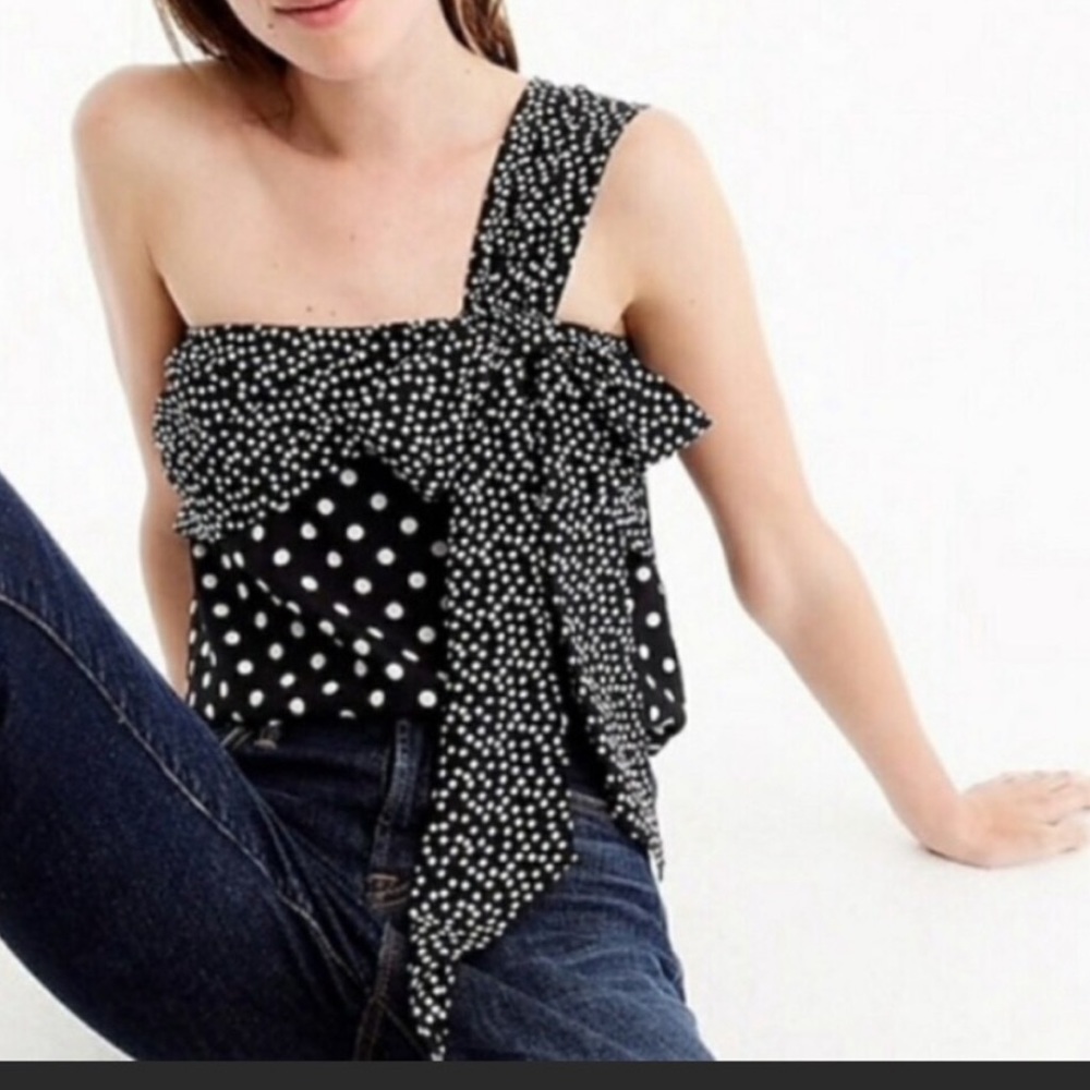 J. Crew One shoulder bow blouse